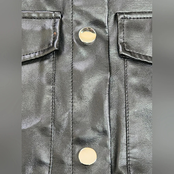 Shein Women's Black Cropped  PU Leather Jacket, XLg - Picture 8 of 13